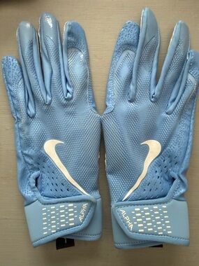 Nike Alpha Light Blue Batting Gloves-Youth L